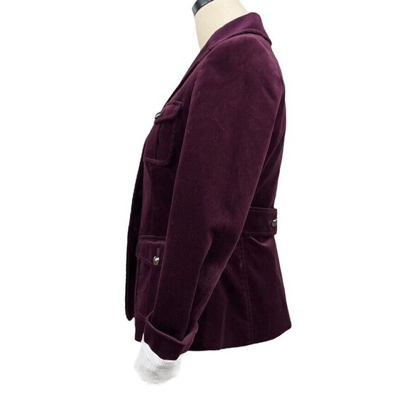 Martin + Osa Deep Purple Burgundy Velvet Fitted Blazer Jacket Size 2 - Picture 4 of 11